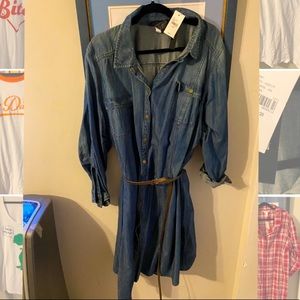 Denim Tunic with Snap Buttons and belt!
